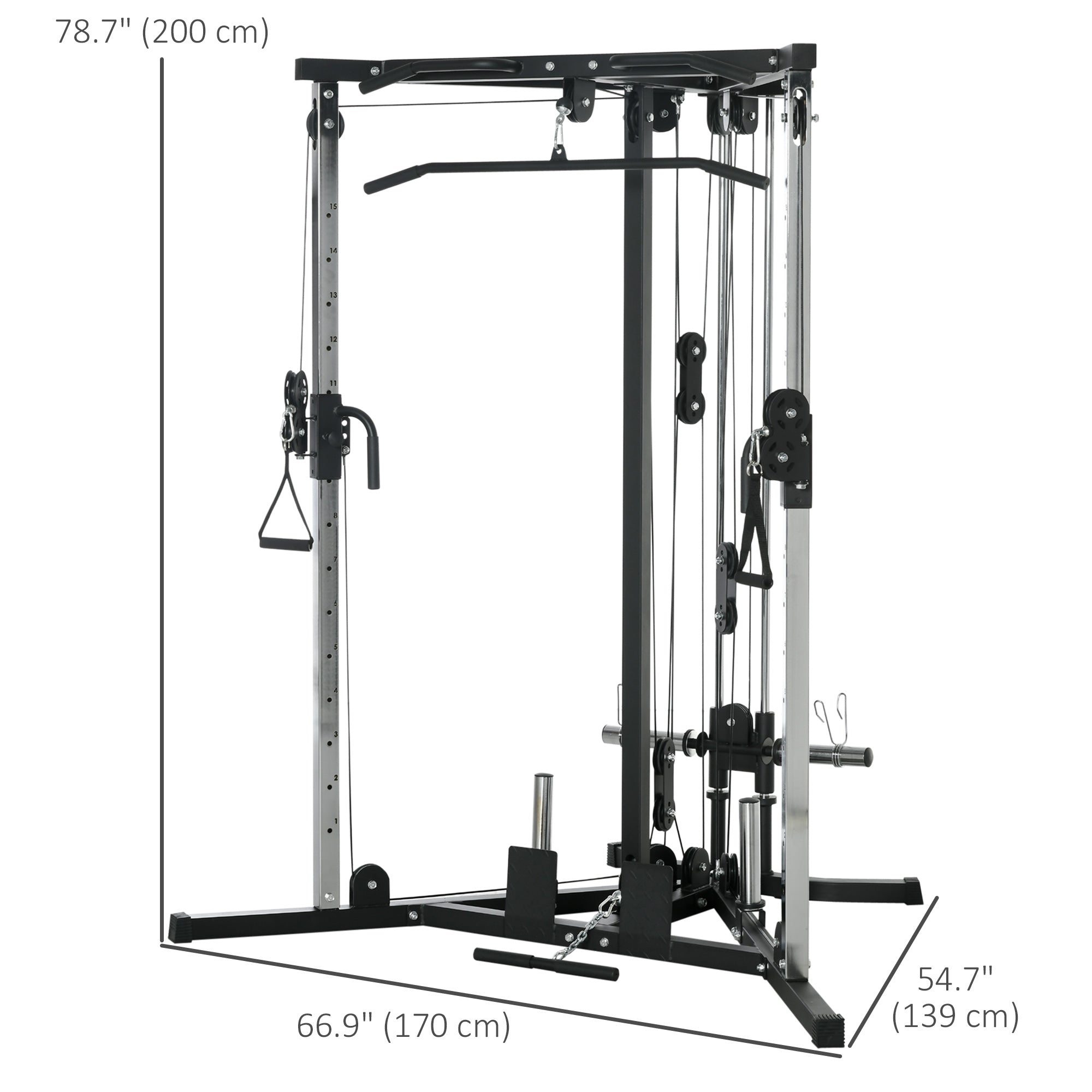 Multifunctional Home Gym Machine with Pull Up Bar, 15-Position Adjustable Strength Training Workout Station Power Towers   at Gallery Canada