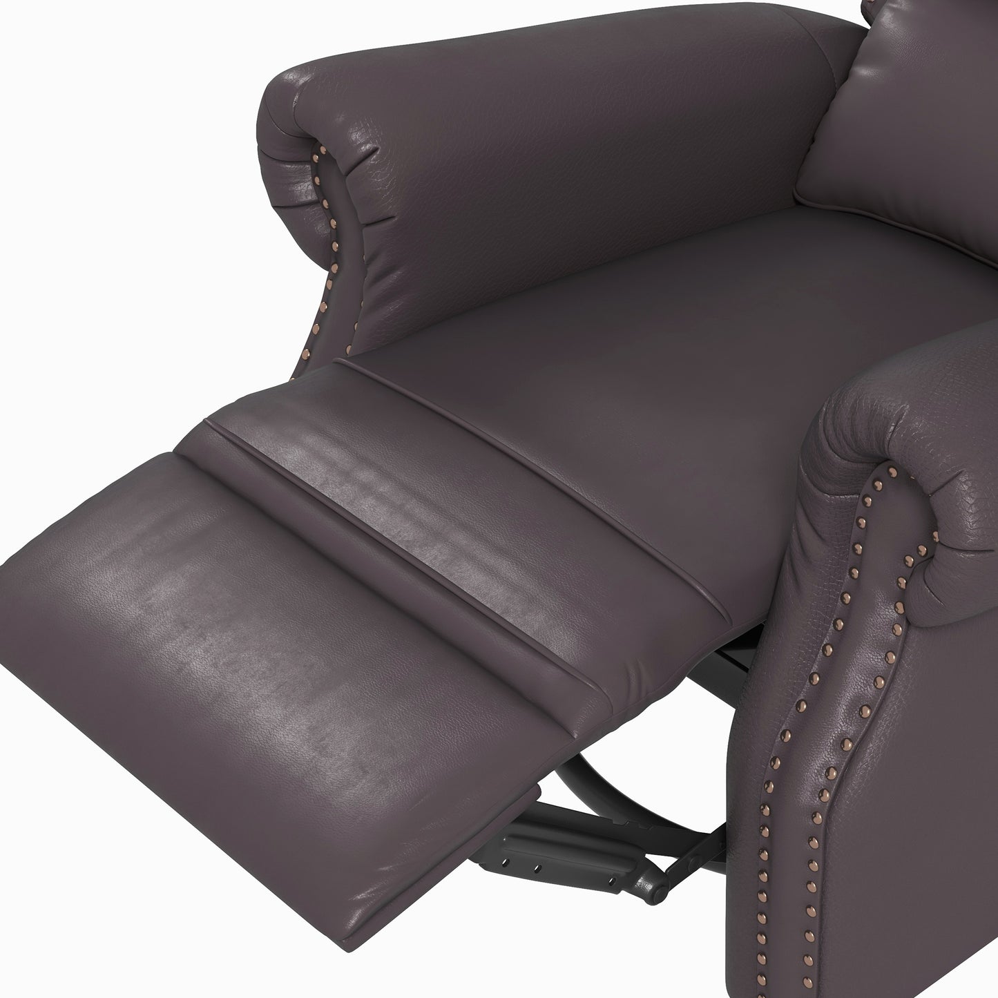 Swivel Recliner Chair, Reclining Sofa, PU Leather Rocker with Thick Padded Back and Seat for Living Room, Brown Single Sofas   at Gallery Canada