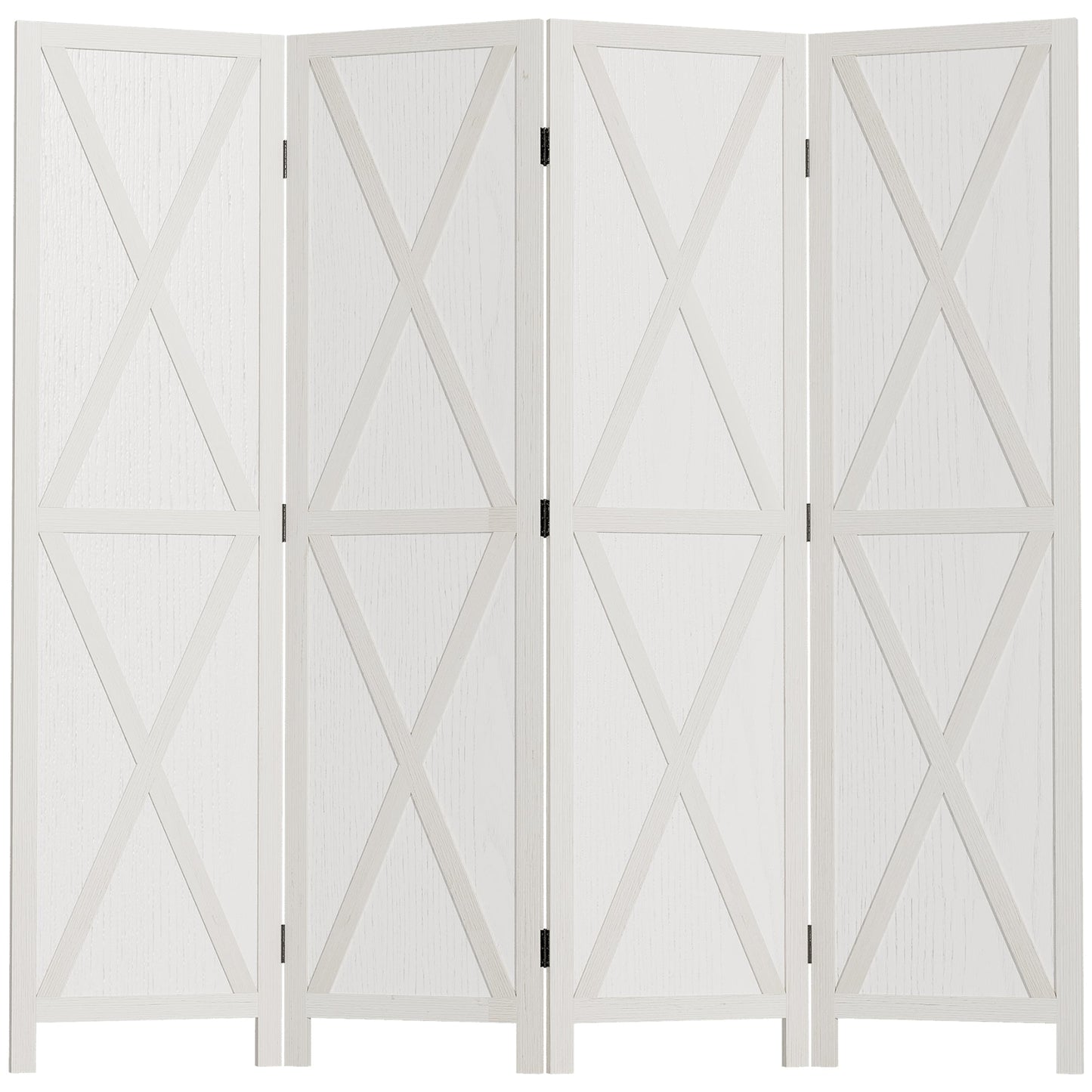 4-panel Wall Partition Farmhouse Room Separator with Foldable Design Wooden Frame 5.6FT, White Room Dividers White  at Gallery Canada