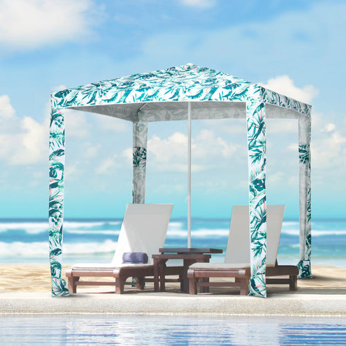 Beach Umbrella, 6.5' Easy-Assembly Sun-Shade Shelter with Sandbags and Carry Bag, Cool UV50+, Green