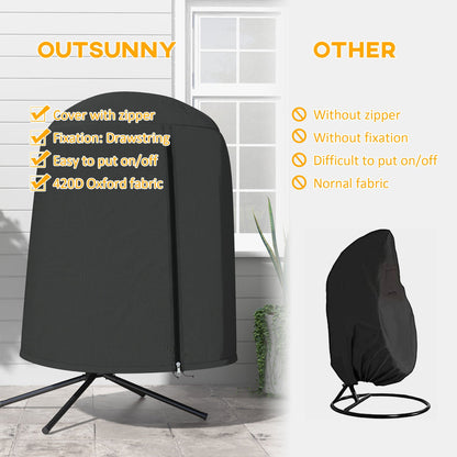 Egg Chair Cover, 420D Oxford Fabric Waterproof Anti-dust Furniture Protector for Φ50.4" x 74.8" H Stand, Black - Gallery Canada