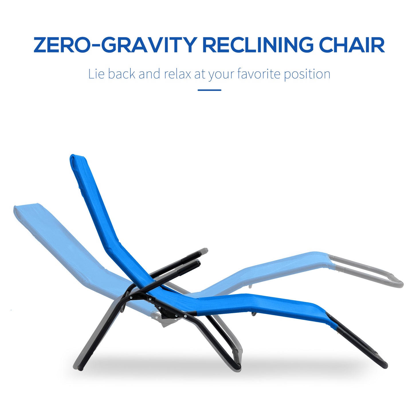 Zero Gravity Reclining Patio Lounge Chair with Footrests & Armrests, Blue Lounger Chairs   at Gallery Canada