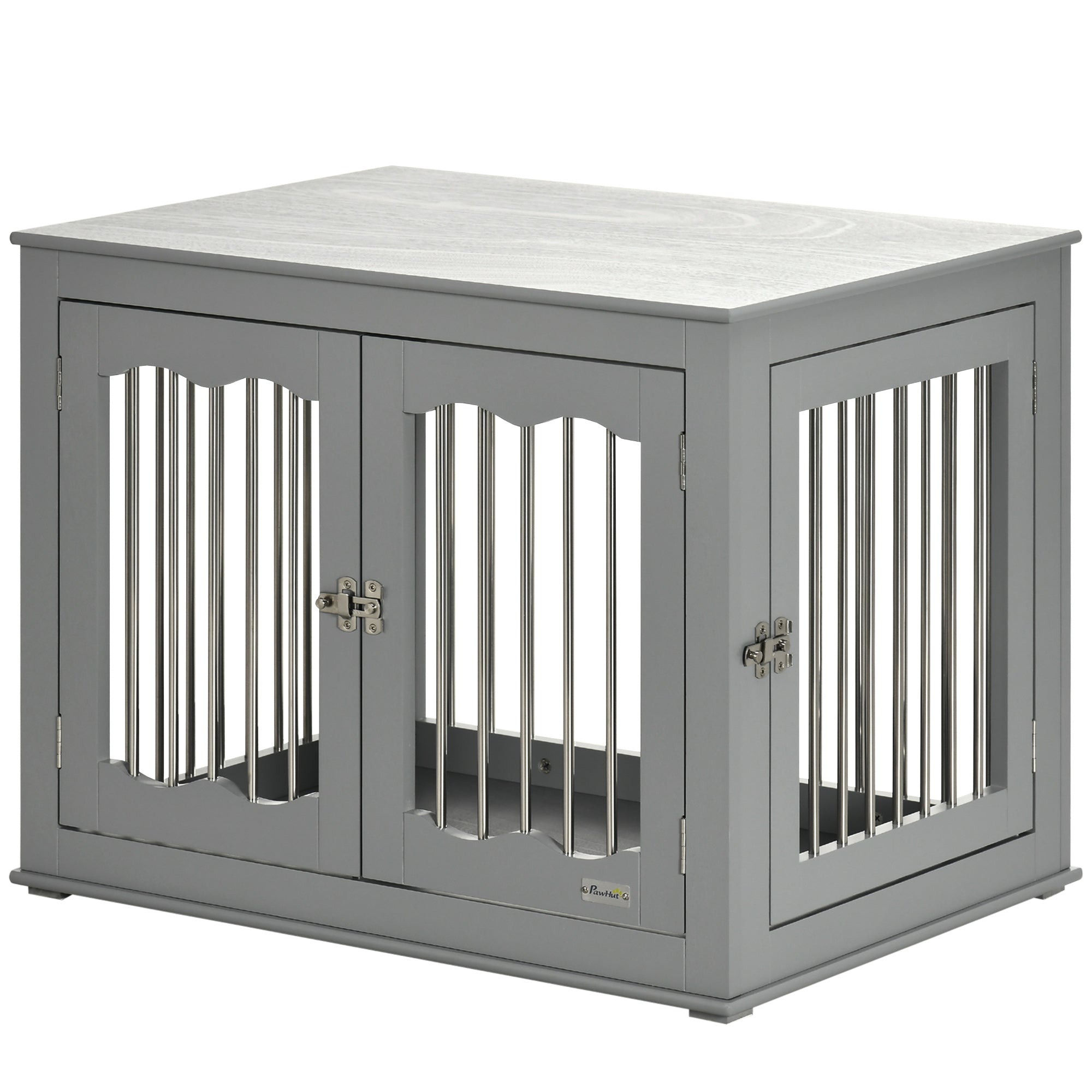 Dog Crate Furniture, Dog Kennel with Three Doors, Locks and Latches, Indoor Use, for Medium Dogs, Grey Houses, Kennels & Pens Grey at Gallery Canada