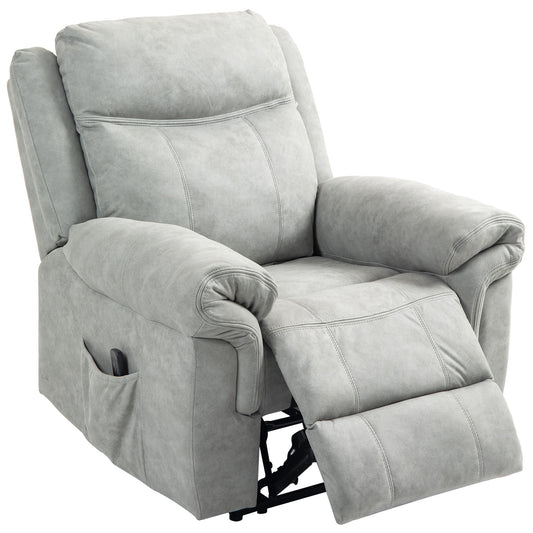 Manual Recliner Chair with Vibration Massage, Side Pockets, Microfibre Reclining Chair for Living Room, Grey Sofas & Reclining Chairs at Gallery Canada