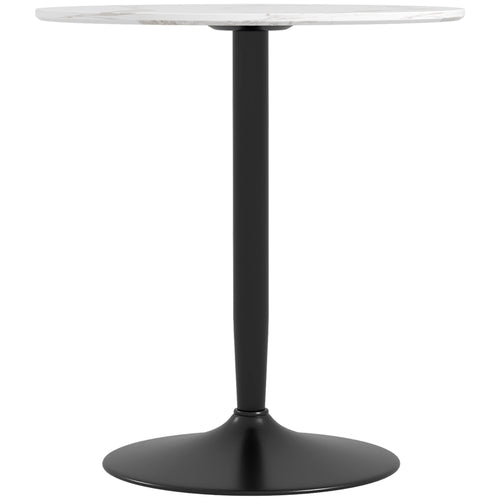 Modern Kitchen Table for 2, Round Dining Table with Steel Base for Living Room, Dining Room, White Marble