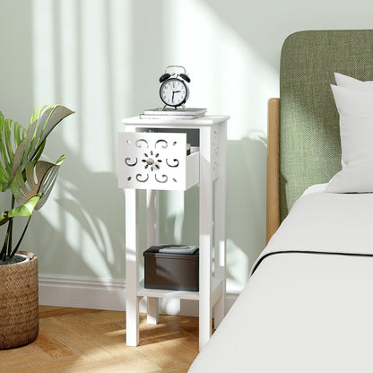 Nightstand Set of 2 with Drawer and Open Storage Shelf White Side Tables at Gallery Canada