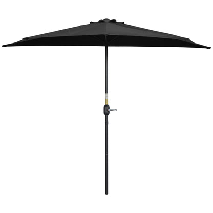 9ft Half Round Umbrella Outdoor Patio Garden Balcony Parasol Window Sun Shade w/ 5 Ribs Black Sun Umbrellas Black  at Gallery Canada