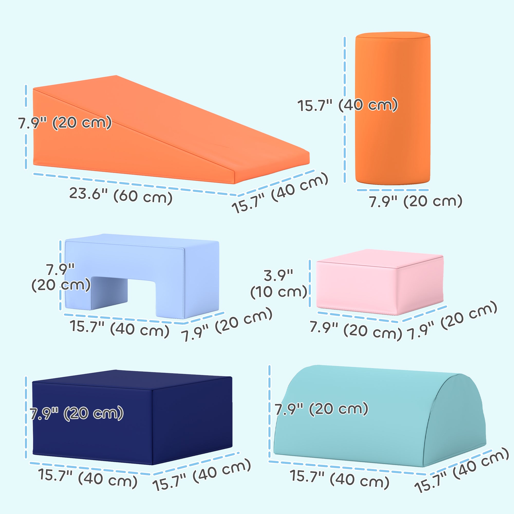 6 Piece Soft Play Equipment for Kids 6-72 Months, Orange and Blue Baby Gym & Playmats at Gallery Canada