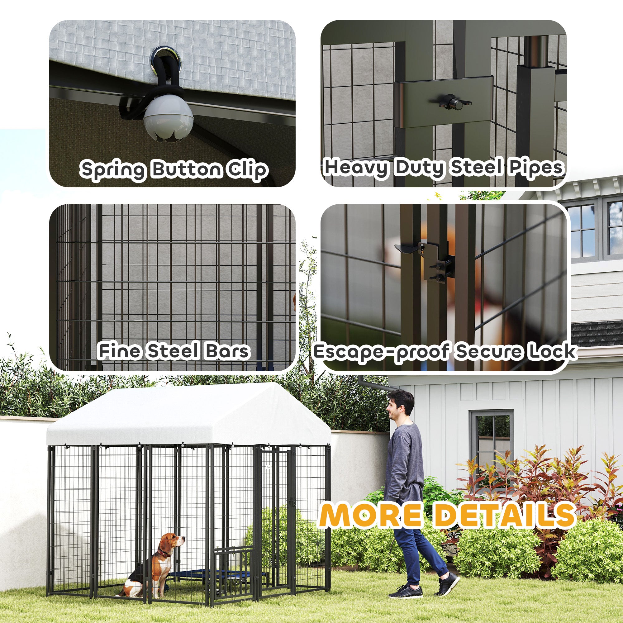 Outdoor Dog Kennel with Waterproof UV-Resistant Cover, Rotating &; 4-Level Adjustable Feeding Bowls, 5.9 x 5.9 x 6 ft Houses, Kennels & Pens at Gallery Canada