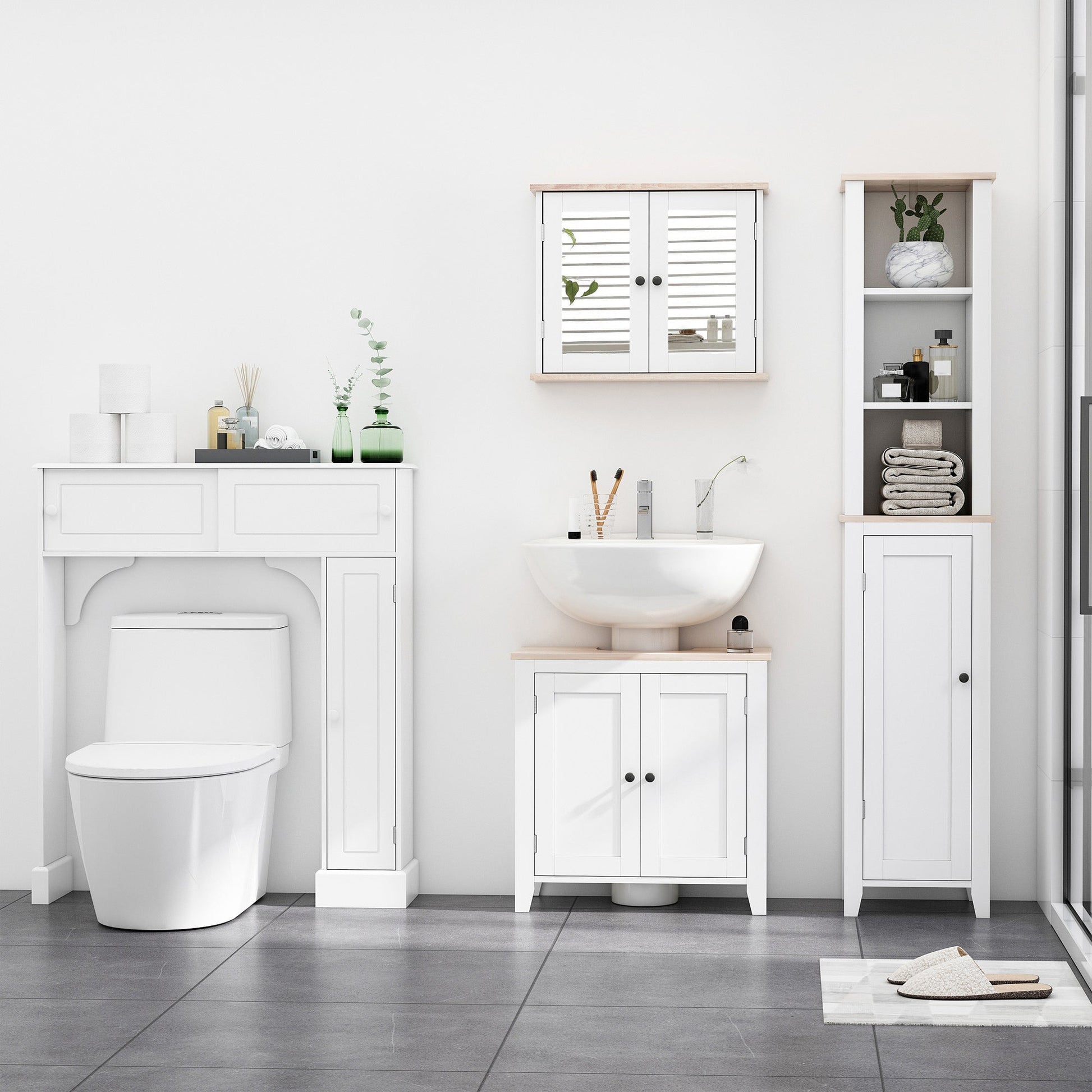 Wall Mounted Mirror Cabinet, Bathroom Medicine Cabinet with 2 Mirrored Doors and 2-tier Shelving Mirror Medicine Cabinets   at Gallery Canada