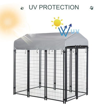 6' x 4' x 6' Large Outdoor Dog Kennel Steel Fence with UV-Resistant Oxford Cloth Roof &; Secure Lock Houses, Kennels & Pens   at Gallery Canada