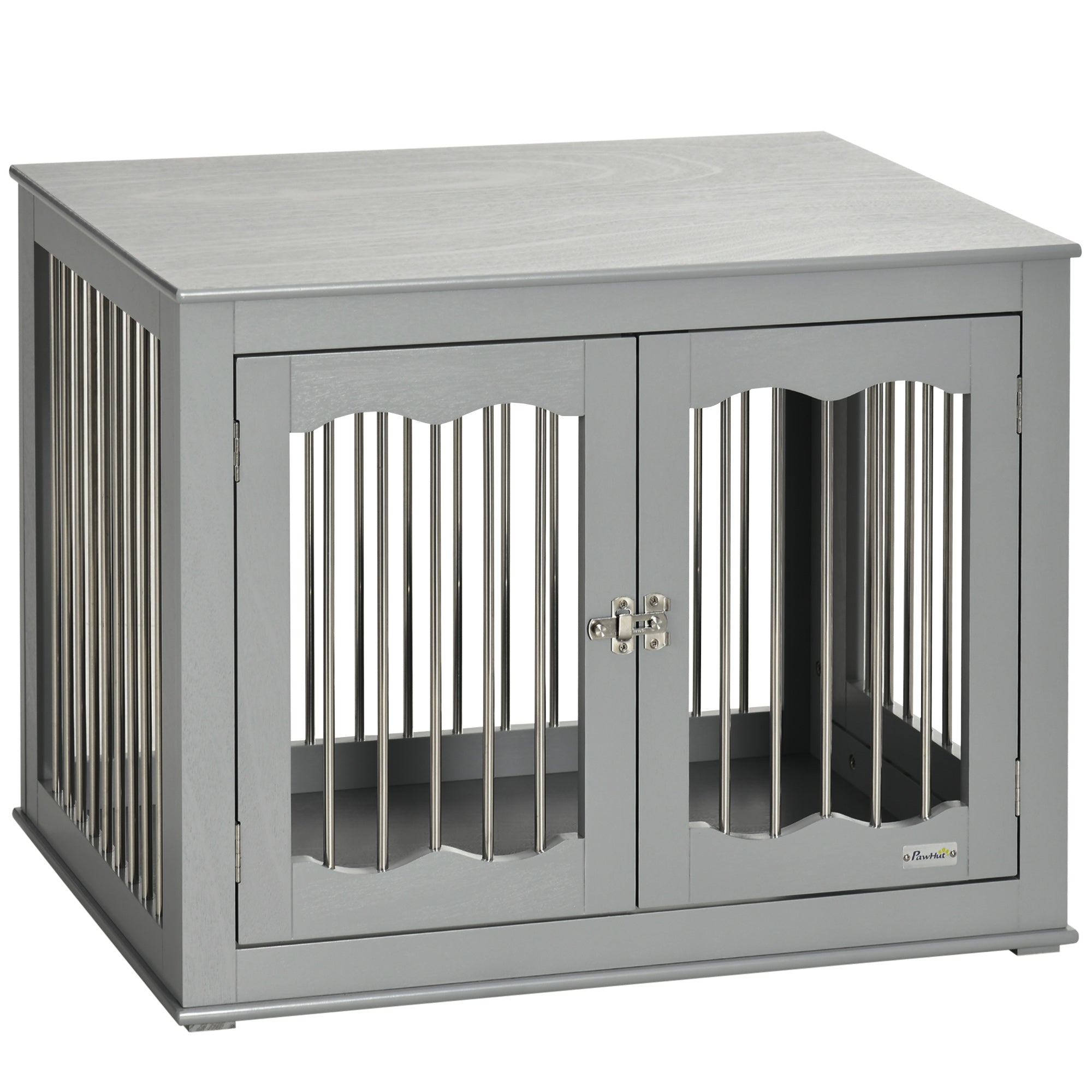 Dog Crate Furniture, Dog Kennel with Three Doors, Locks and Latches, Indoor Use, for Medium Dogs, Grey Houses, Kennels & Pens at Gallery Canada