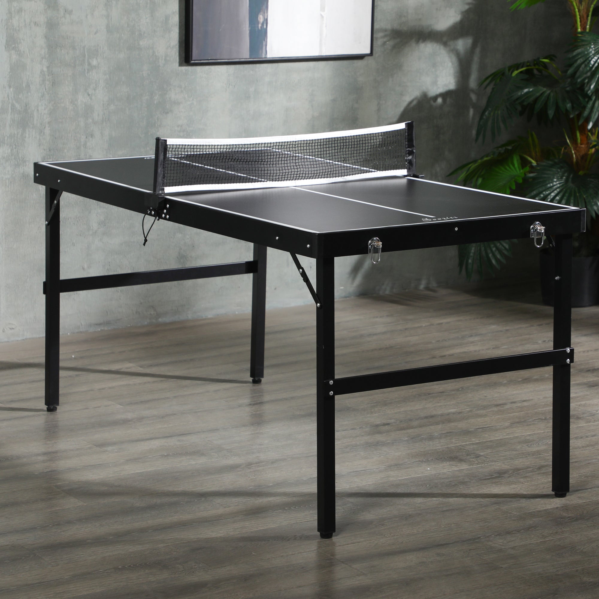 Mini Folding Table Tennis Table with Aluminium Frame, Portable Outdoor Ping Pong Table with Net for Indoor Outdoor Garden Camping, Black Game Tables at Gallery Canada