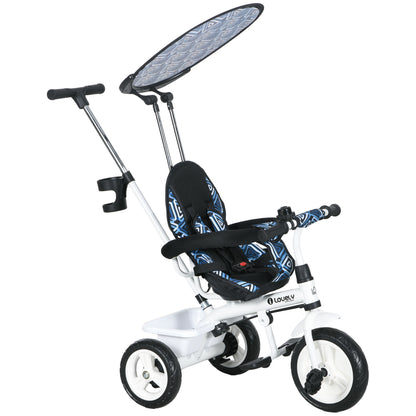 4 in 1 Kids Tricycle with Removable Handlebar and Canopy, Blue Tricycles for Kids   at Gallery Canada