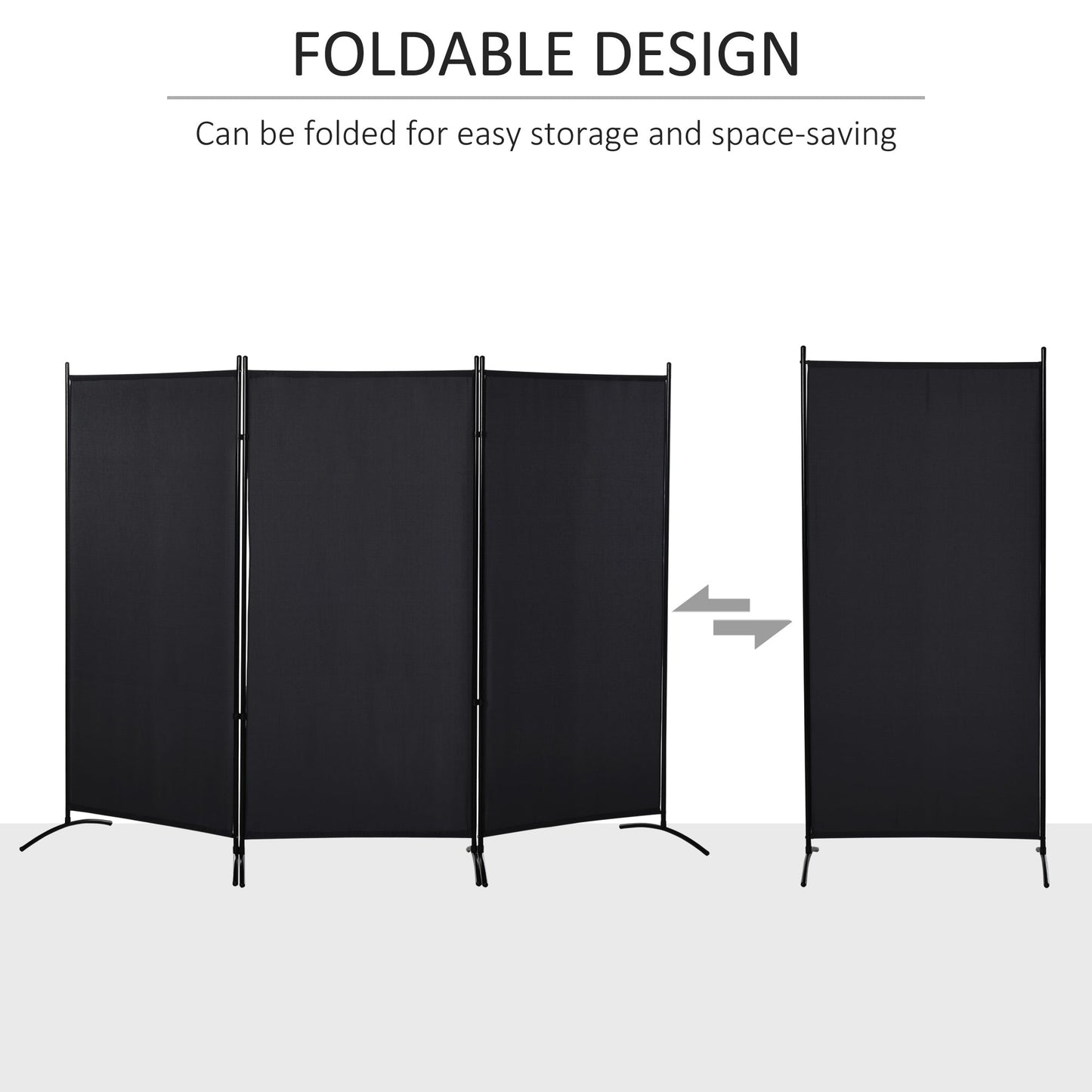 3-Panel Folding Room Divider, Privacy Screen, Indoor Separator Partition for Bedroom, Office, 100"x72", Black Room Dividers   at Gallery Canada