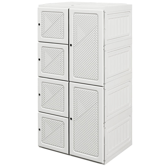 Portable Wardrobe, Foldable Clothes Storage Organzier with 8 Compartments, Magnet Doors, White Clothing Storage   at Gallery Canada