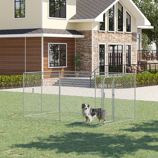 99 Sq. Ft. Dog Playpen Outdoor with Galvanized Steel Frame, for Small and Medium Dogs, 13.1' x 7.5' x 6' Houses, Kennels & Pens Silver  at Gallery Canada