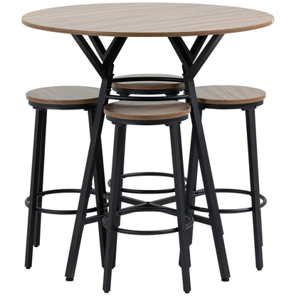 5-Piece Counter Height Bar Table and Chairs, Round Dining Table and Chairs Set for 4, Pub Table and Chairs Bar Sets Light Brown  at Gallery Canada