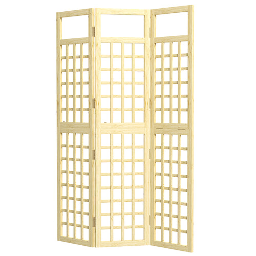 3 Panel Outdoor Wood Privacy Screen, Folding Room Divider/Trellis for Home, Patio, 47.2