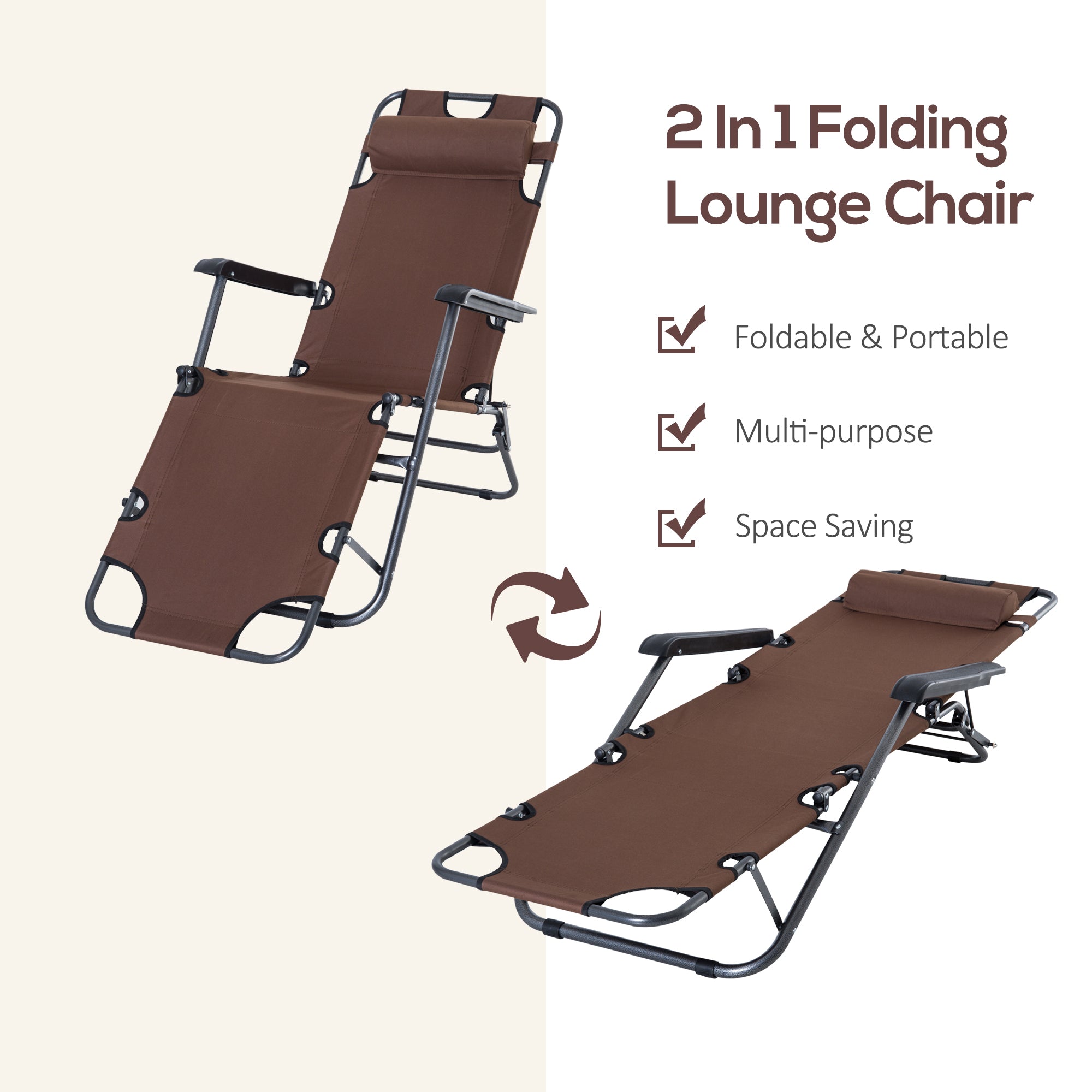 Adjustable Zero Gravity Recliner with Headrest and Storage Pocket, Brown Lounger Chairs   at Gallery Canada