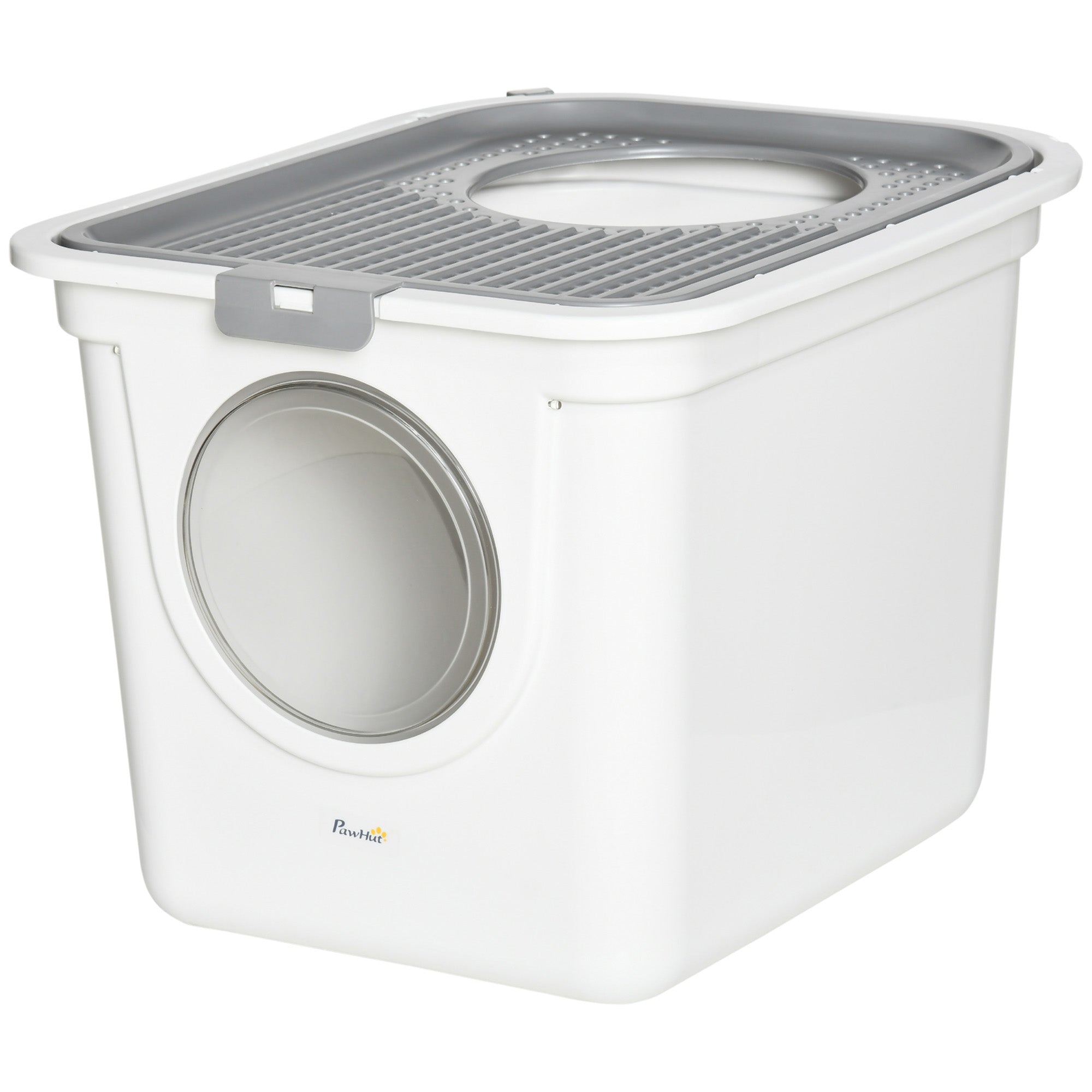 Enclosed Cat Litter Box, Easy Cleaning Kitty Litter Box with Front Entrance, Top Exit, Scoop, White Cat Litter Box Enclosures Multi Colour at Gallery Canada