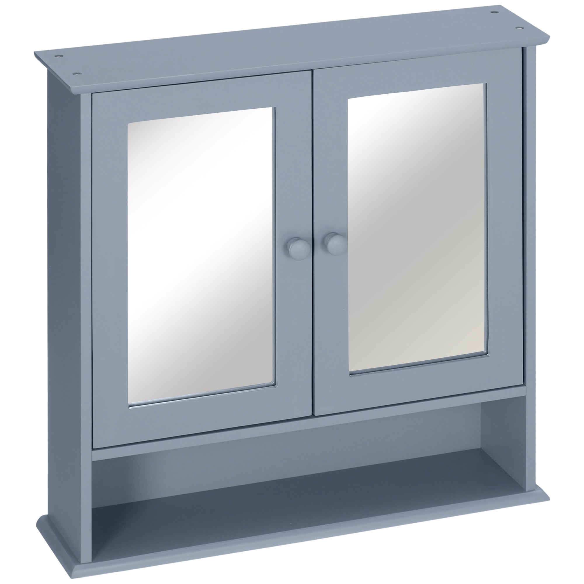 Medicine Cabinet, Wall-Mounted Bathroom Mirror Cabinet with Double Doors, Open Shelf, and Adjustable Shelf, Modern Bathroom Wall Cabinet, Grey Mirror Medicine Cabinets at Gallery Canada
