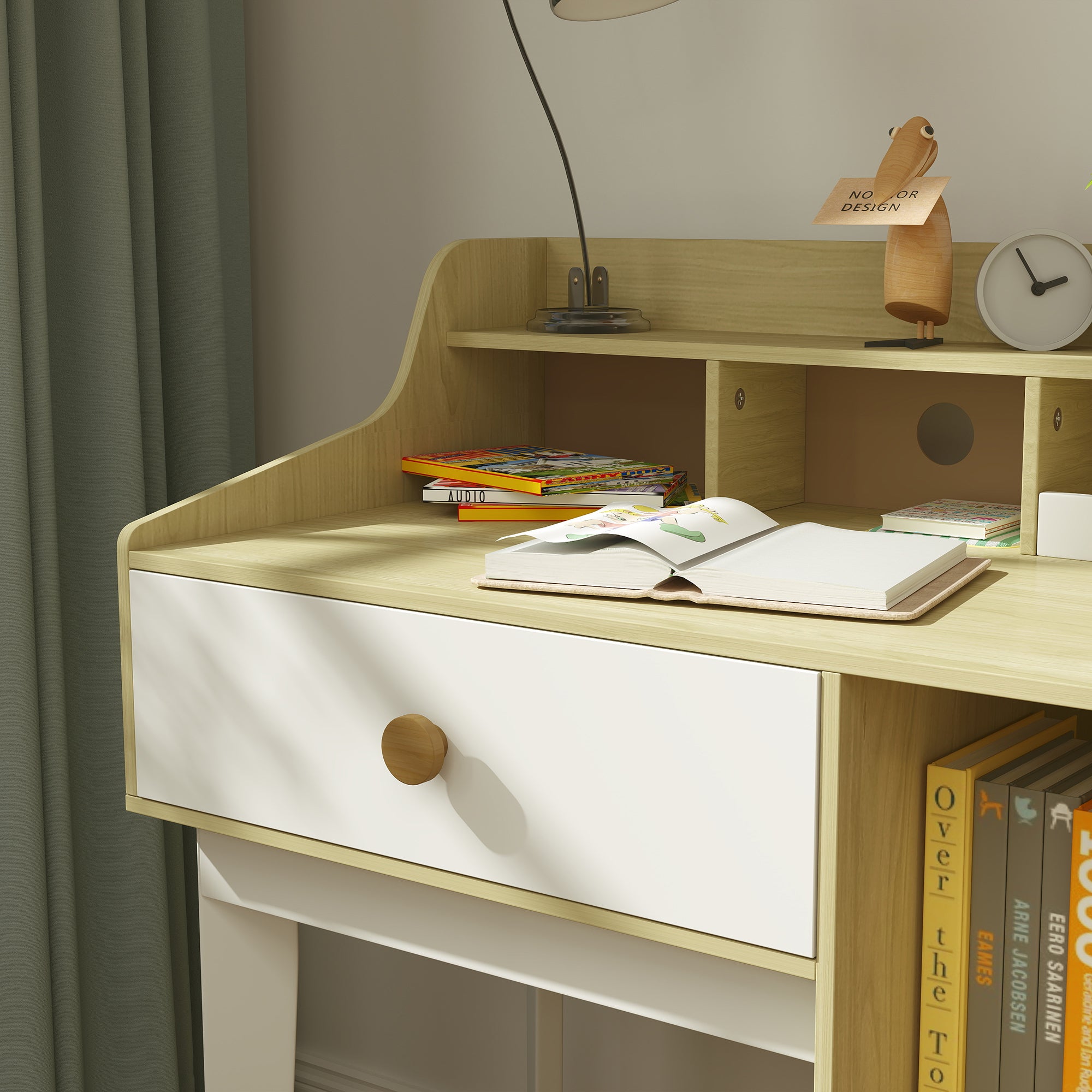 Kids Desk and Chair Set with Storage Shelves, Drawer, for 3-10 Years, White Kids Desk Sets at Gallery Canada