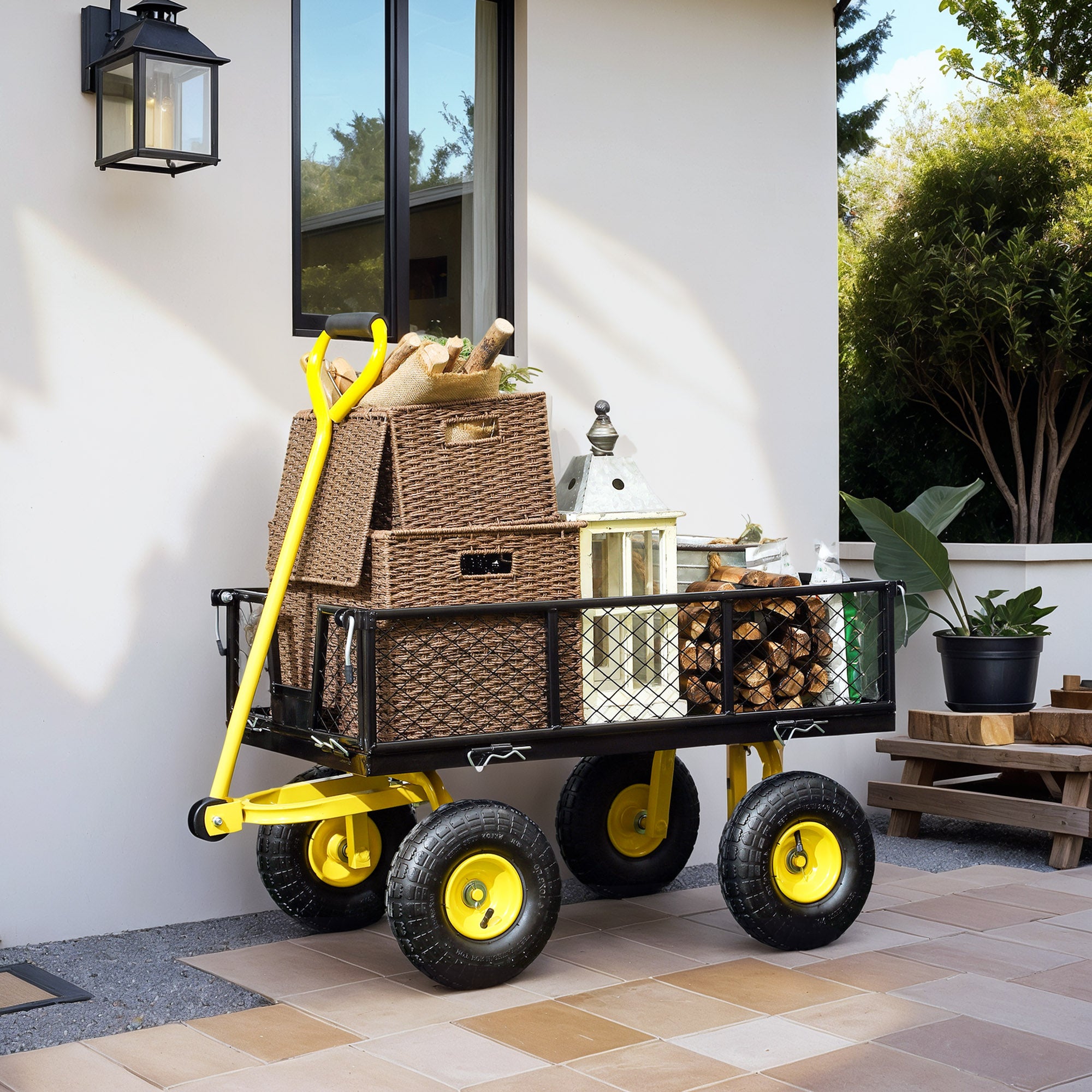 Steel Garden Cart, Utility Wagon with Removable Sides, 10