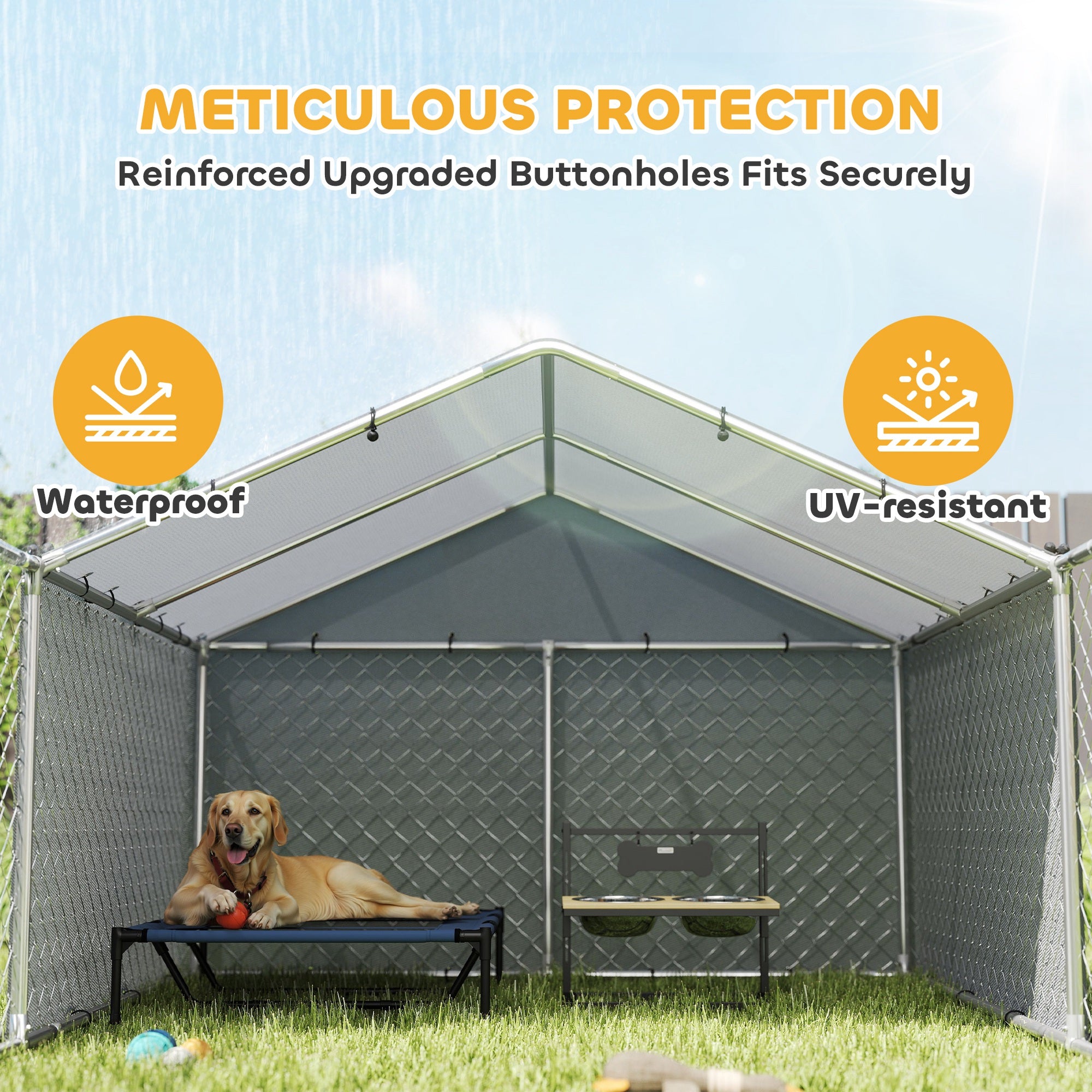 Galvanized Steel Dog Kennel Outdoor with Waterproof &; UV-Resistant Cover for Large Dogs, 13.1' x 7.5' x 4.9' Houses, Kennels & Pens at Gallery Canada