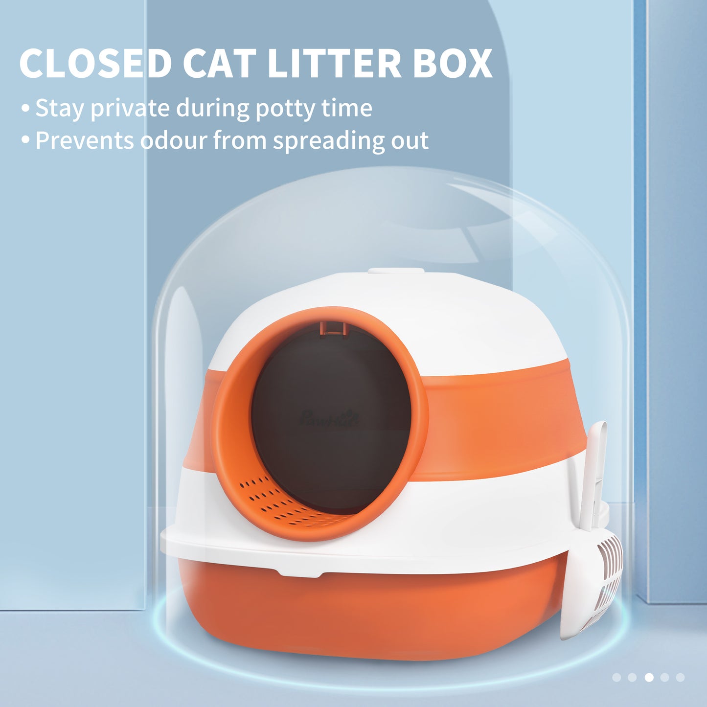 Cat Litter Box with Lid, Covered Litter Box w/ High Sides, Orange Cat Litter Box Enclosures   at Gallery Canada