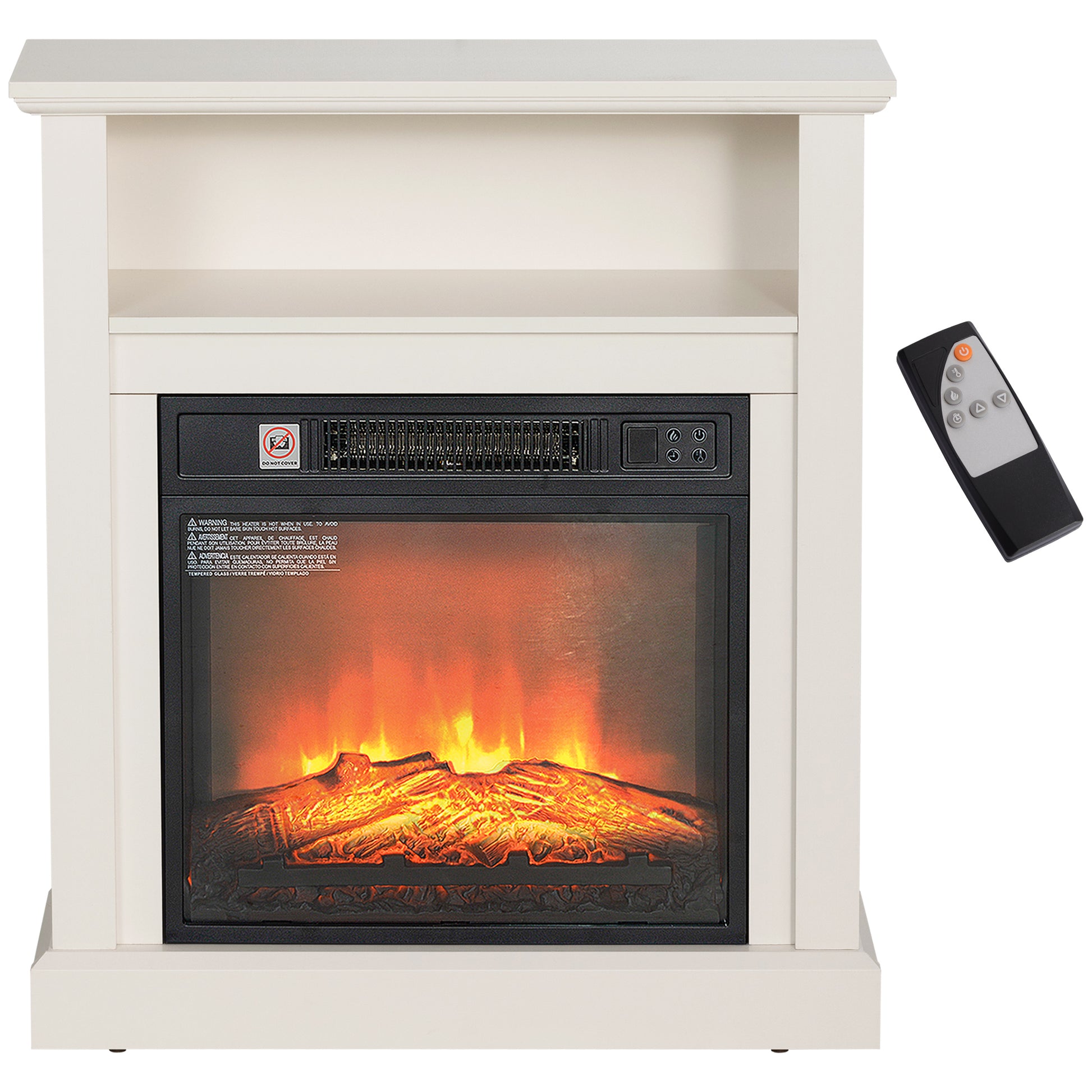 27" Freestanding Electric Fireplace with Mantel, 1400W Replaceable Fireplace Insert Heater with Timer, White Electric Fireplaces   at Gallery Canada