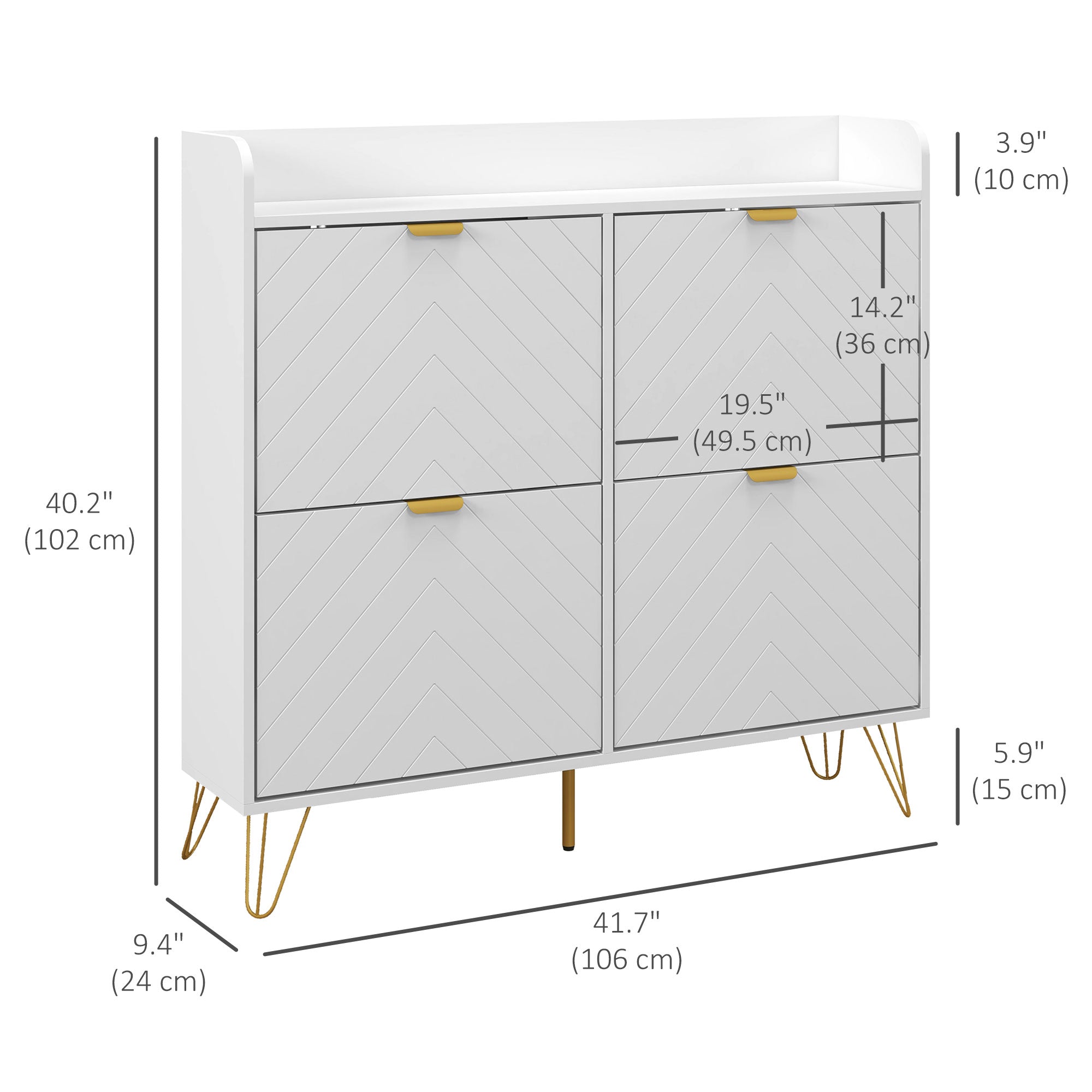 Shoe Storage Cabinet with 4 Flip Drawers and Adjustable Shelf, Shoe Cabinet for 16 Pairs of Shoes, White Shoe Storage Cabinets & Racks   at Gallery Canada