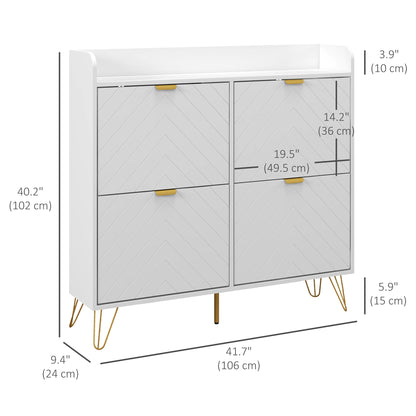 Shoe Storage Cabinet with 4 Flip Drawers and Adjustable Shelf, Shoe Cabinet for 16 Pairs of Shoes, White Shoe Storage Cabinets & Racks   at Gallery Canada