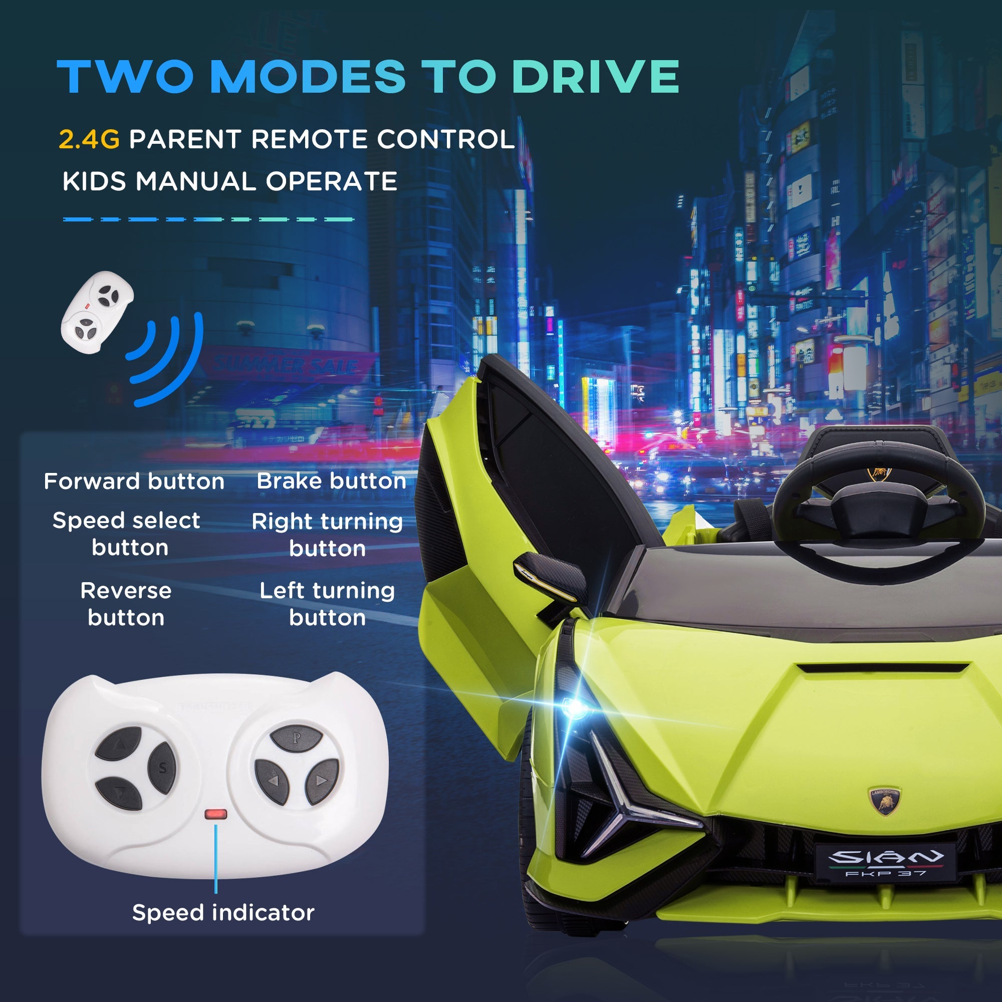 Compatible 12V Battery-powered Kids Electric Ride On Car Toy with Parental Remote Control Music Lights MP3 Green Electric Toy Cars   at Gallery Canada