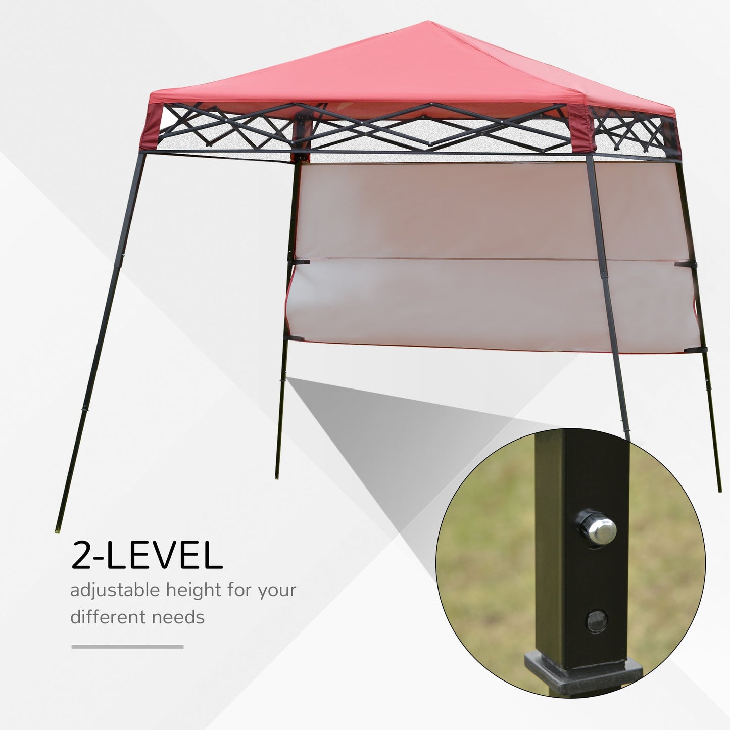 7' x 7' Garden Foldable Pop Up Gazebo Tent with Backpack &; Adjustable Legs Outdoor Party Canopy, Red &; Black Pop Up Canopies   at Gallery Canada