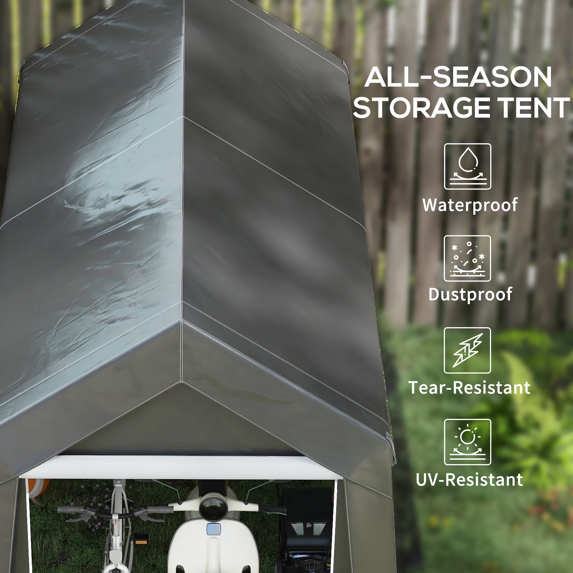 7' x 12' Outdoor Storage Shed Portable Garage with Roll-up Door for Motorcycle, Bike, Garden Tools, Dark Grey Car Shelters at Gallery Canada