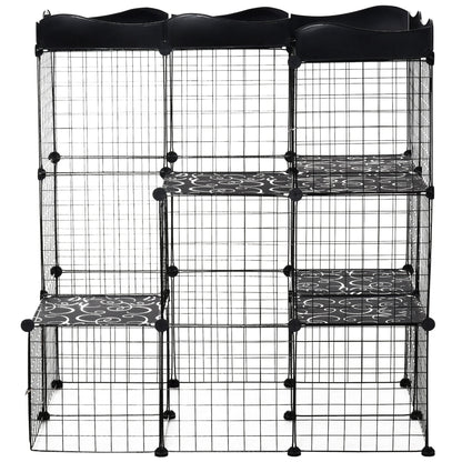 40 Pcs Small Animal Cage Bunny Hutch Portable Metal Wire with Ramps for Kitten Chinchilla, Black Houses & Habitats   at Gallery Canada