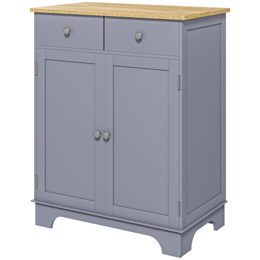 Kitchen Storage Cabinet with Adjustable Shelf, 2 Drawers and 2 Doors, Sideboard Buffet Cabinet, Grey Storage Cabinets   at Gallery Canada