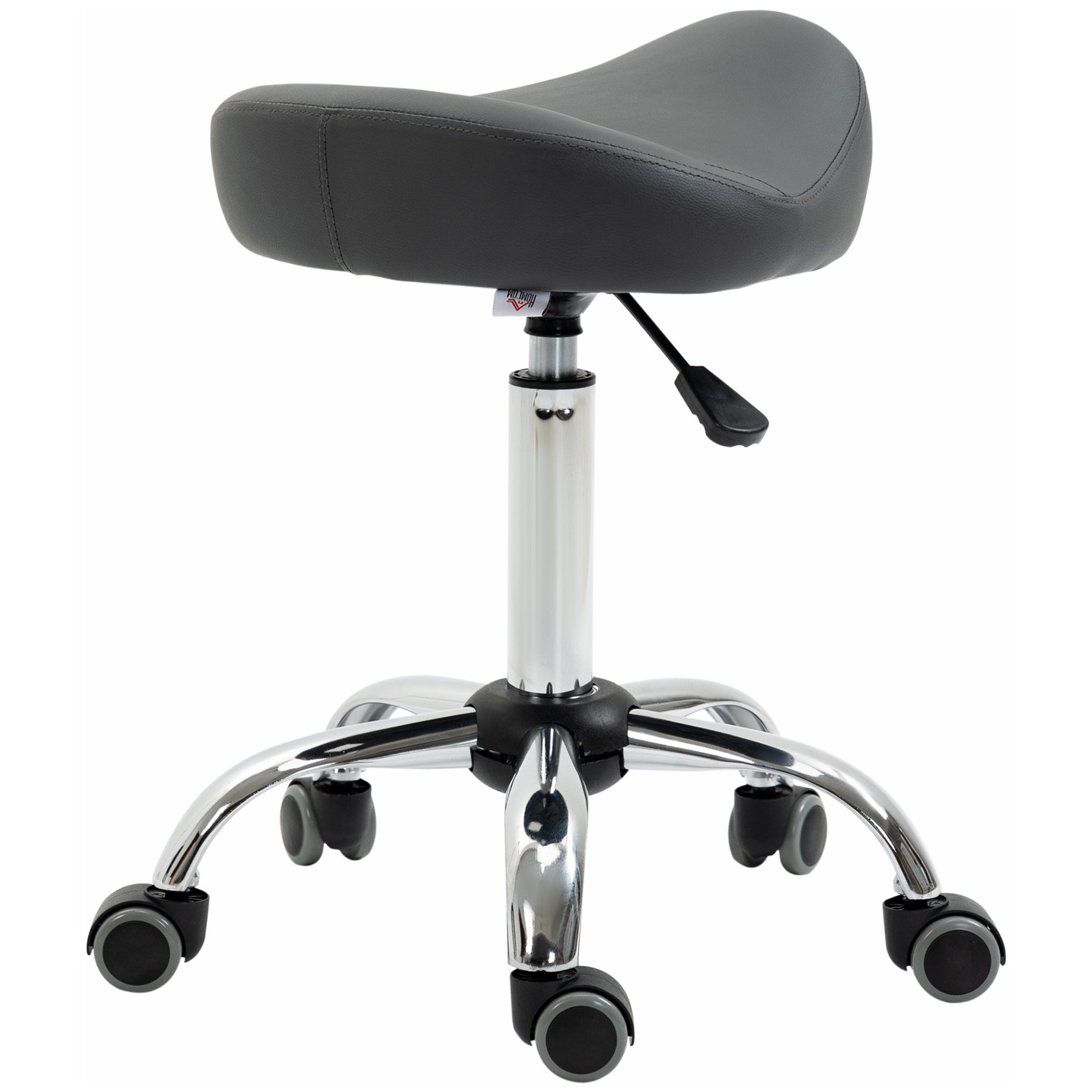 Saddle Stool, Height Adjustable Rolling Salon Chair with PU Leather for Massage, Spa, Clinic, Beauty and Tattoo, Grey Salon Stools Grey  at Gallery Canada