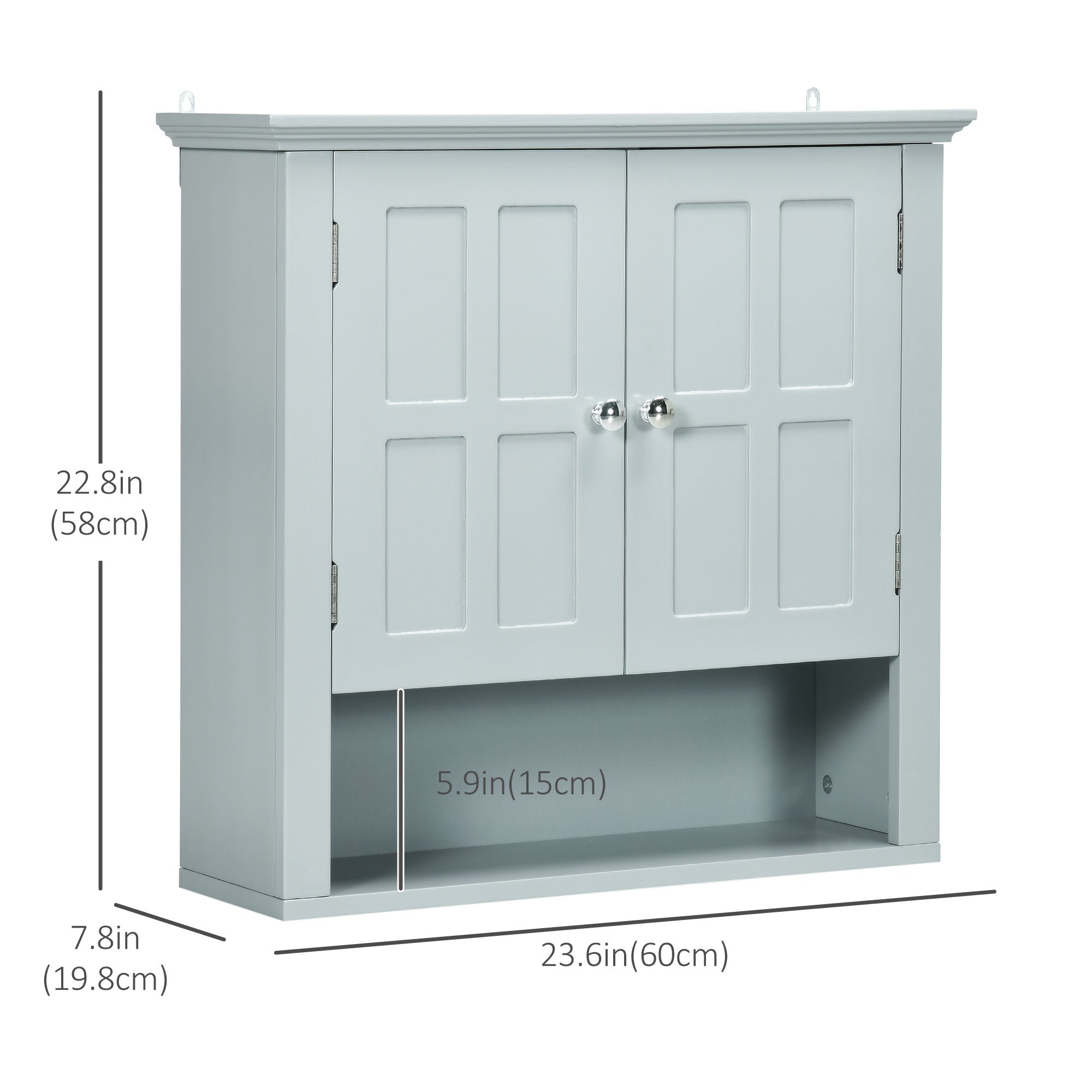 Bathroom Wall Cabinet, Medicine Cabinet, Over Toilet Storage Cabinet with Adjustable Shelf and 2 Doors for Hallway, Living Room, Gray Wall Mounted Cabinets   at Gallery Canada