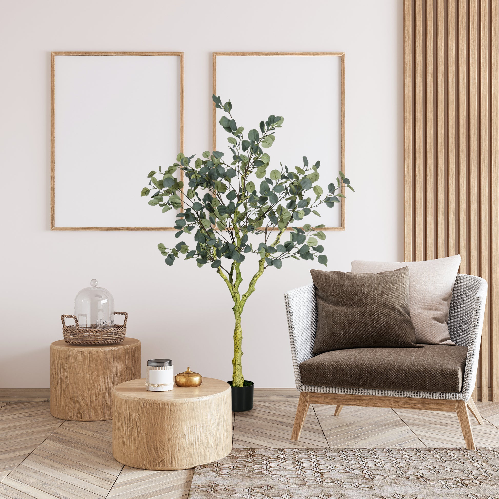 5ft Artificial Tree, Indoor Fake Eucalyptus with White Tender Tips and Pot, for Home, Office, and Living Room Decor Artificial Trees at Gallery Canada