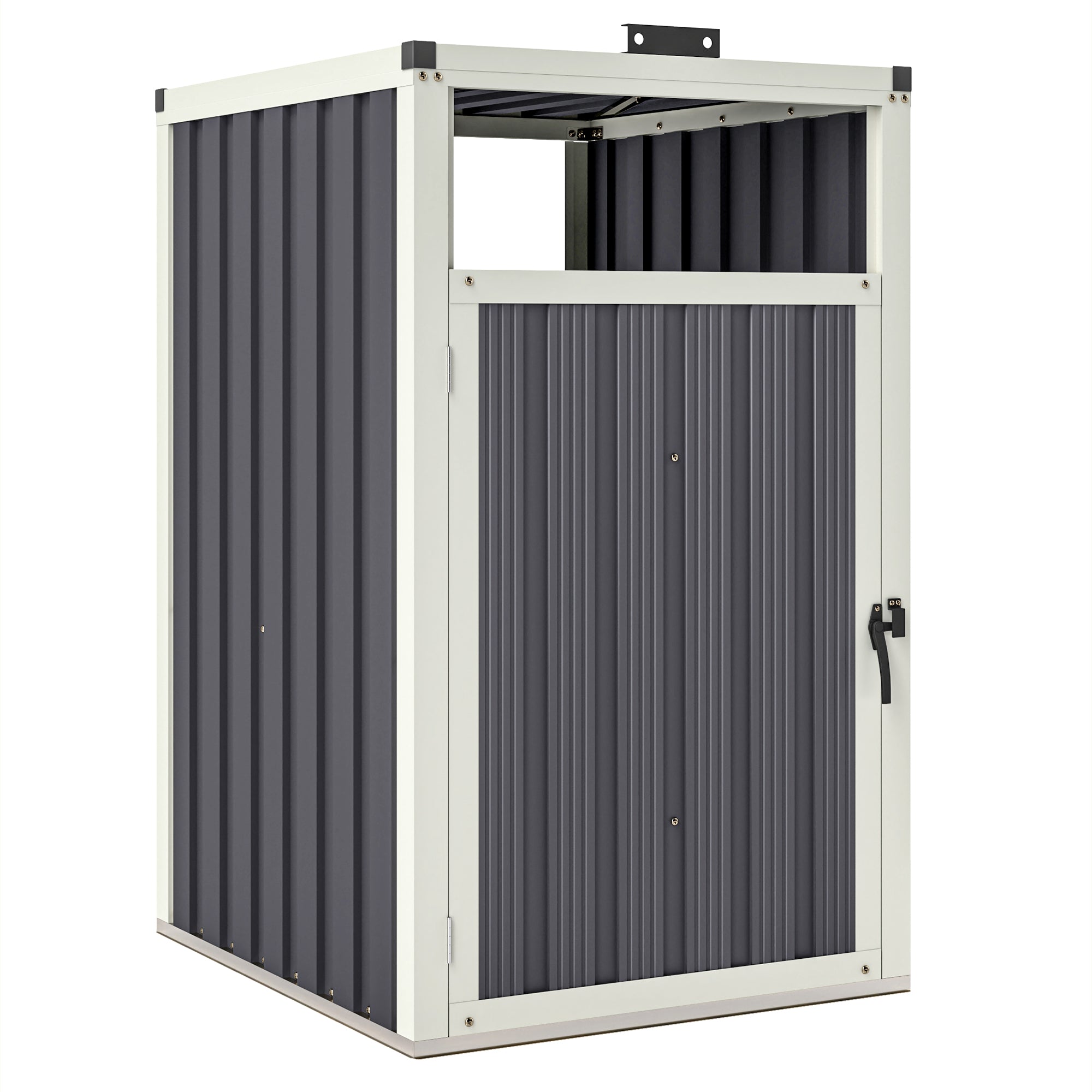 Single Garbage Bin Shed, Lockable Outdoor Storage Shed with Openable Lid, Galvanized Frame for Garden Patio, Dark Grey Sheds at Gallery Canada