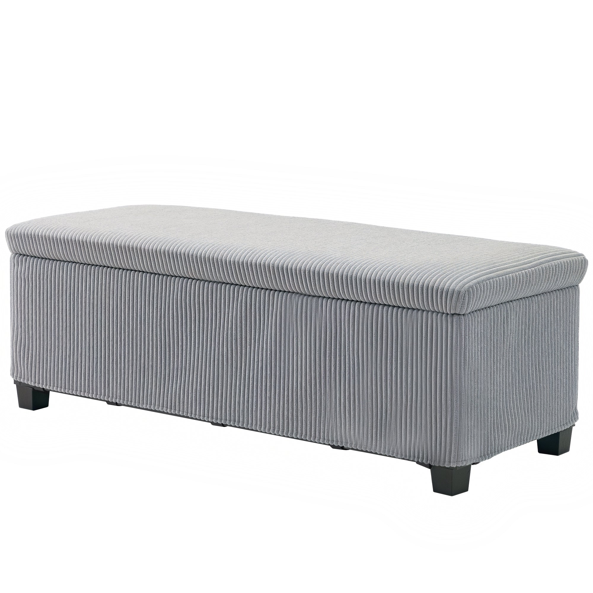44 Inches Ottoman with Storage, Lid, Legs, Corduroy End of Bed Bench for Living Room, Bedroom, Entryway, Light Grey Storage Ottomans & Benches at Gallery Canada