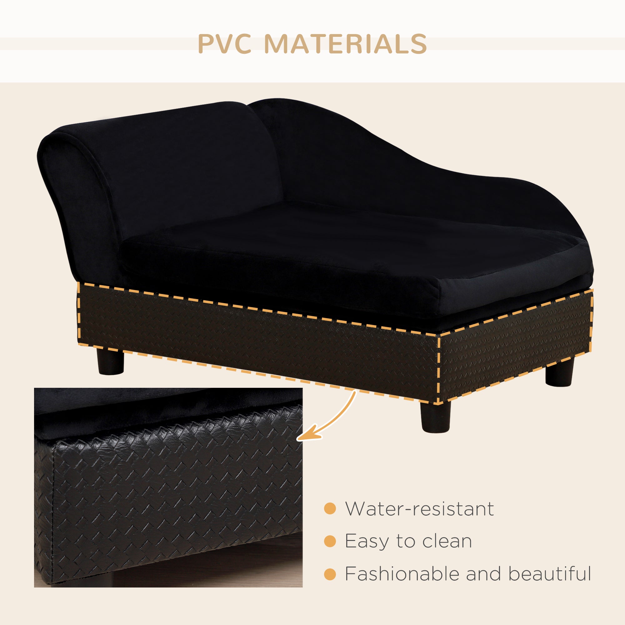 Pet Sofa Dog Couch Chaise Lounge Pet Bed with Storage Function Small Sized Dog Various Cat Sponge Cushioned Bed Lounge, Black Dog Sofas at Gallery Canada