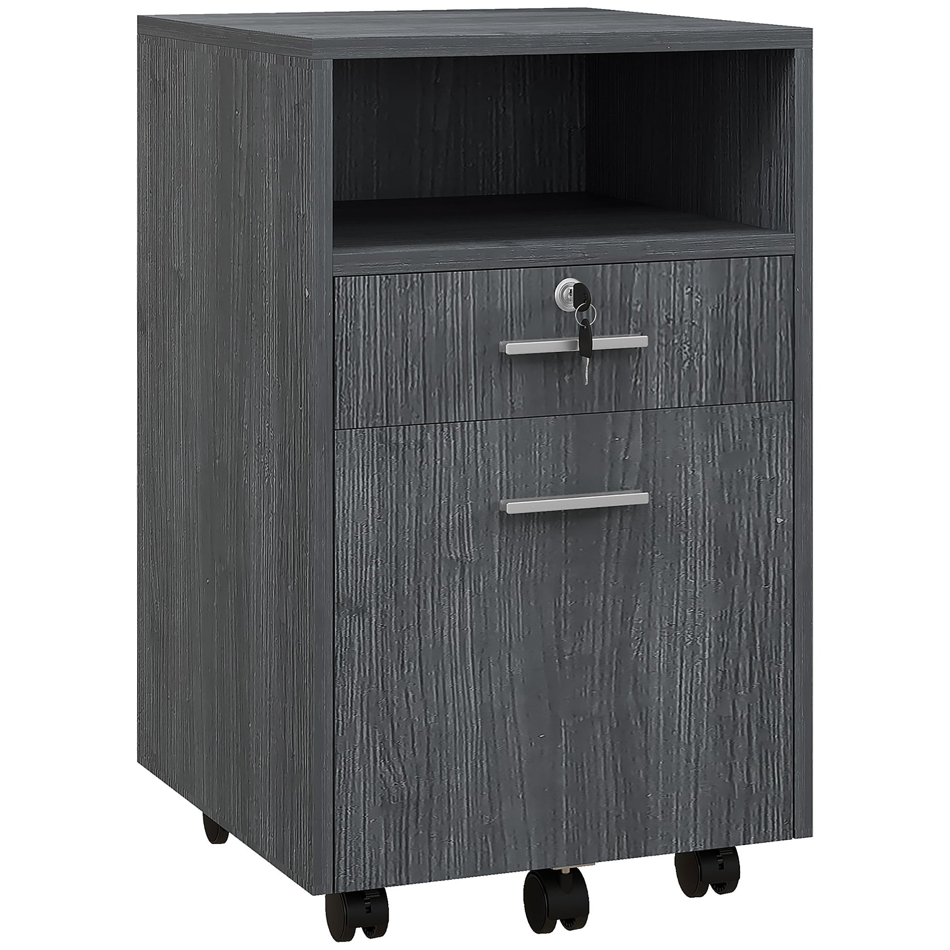 Small Filing Cabinet with 2 Drawers, Lockable Home Office Storage Cabinets on Wheels for A4, Letter Size, Grey Office Cabinets & Cupboards   at Gallery Canada