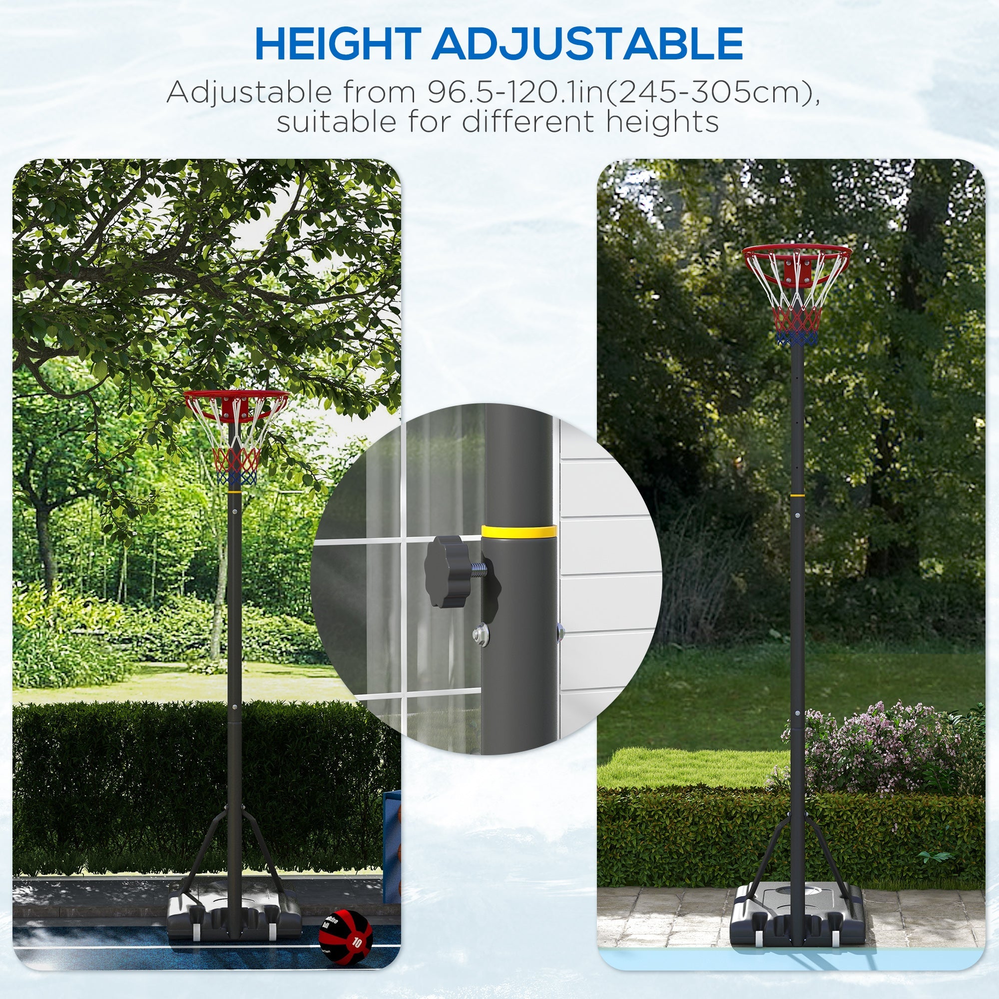 Portable Basketball Hoop, Basketball System, 8-10ft Height Adjustable, with Wheels and Fillable Base Basketball   at Gallery Canada