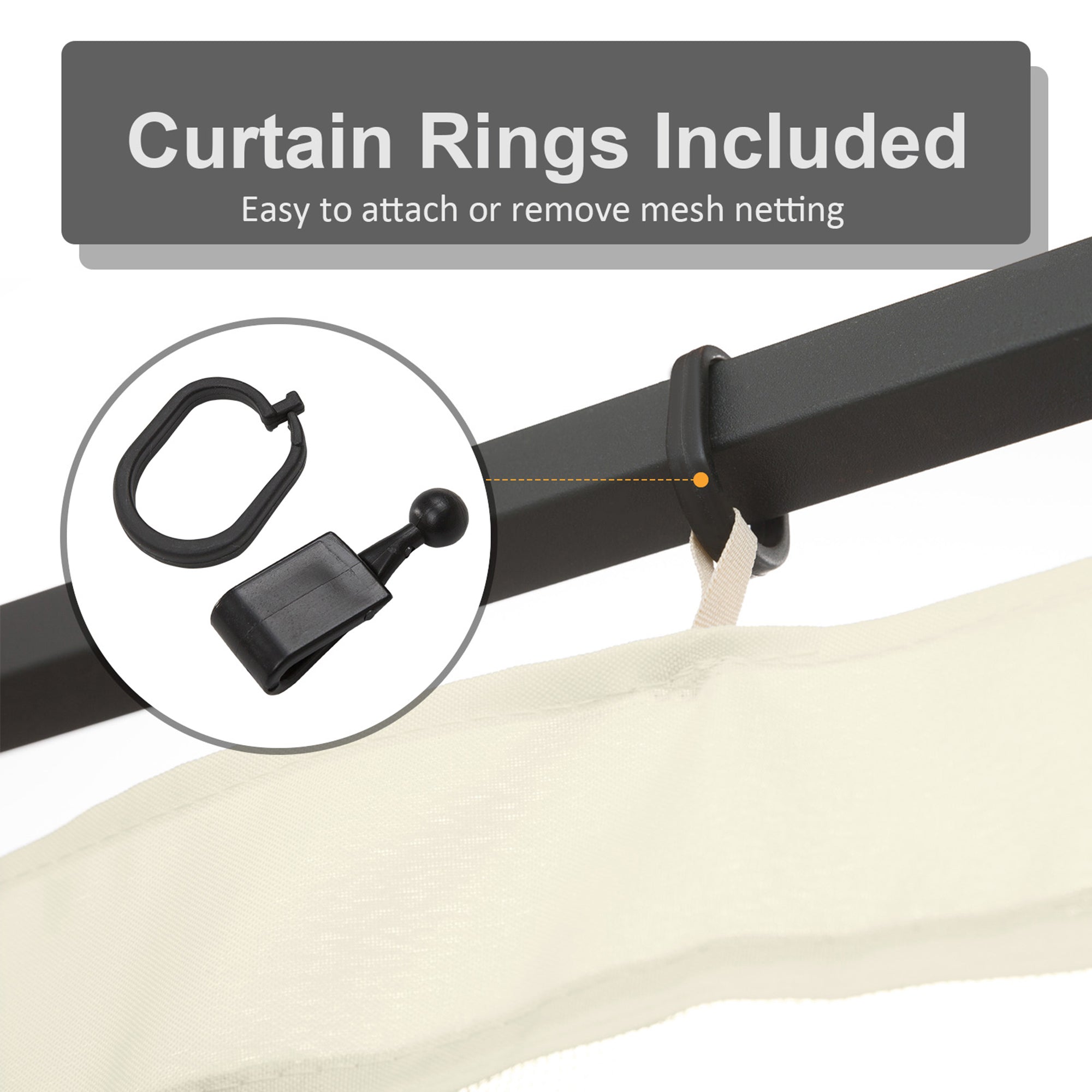 Replacement Mosquito Netting for Gazebo 10' x 12' Black Screen Walls for Canopy with Zippers, Cream White Gazebo Sidewalls at Gallery Canada