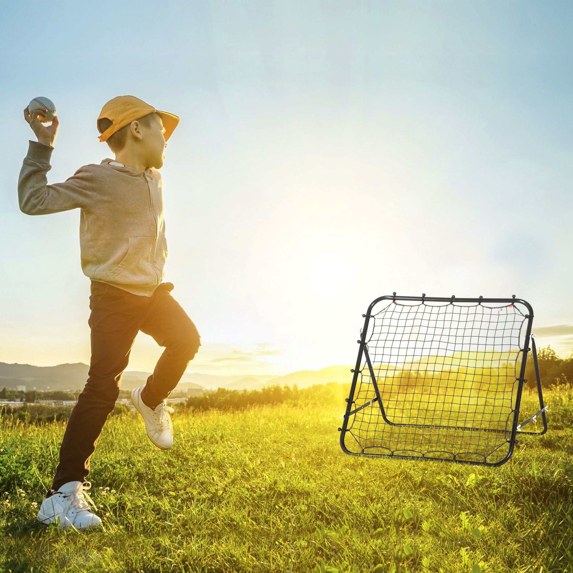 Volleyball Rebounder Net Football Training Aid Kickback Target Play Black Football   at Gallery Canada