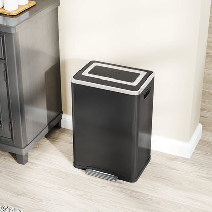 2 x 20 Liter Garbage Bin, Stainless Steel Garbage Can with Soft-Close Lid and Removable Inner Buckets, Black Household Supplies at Gallery Canada