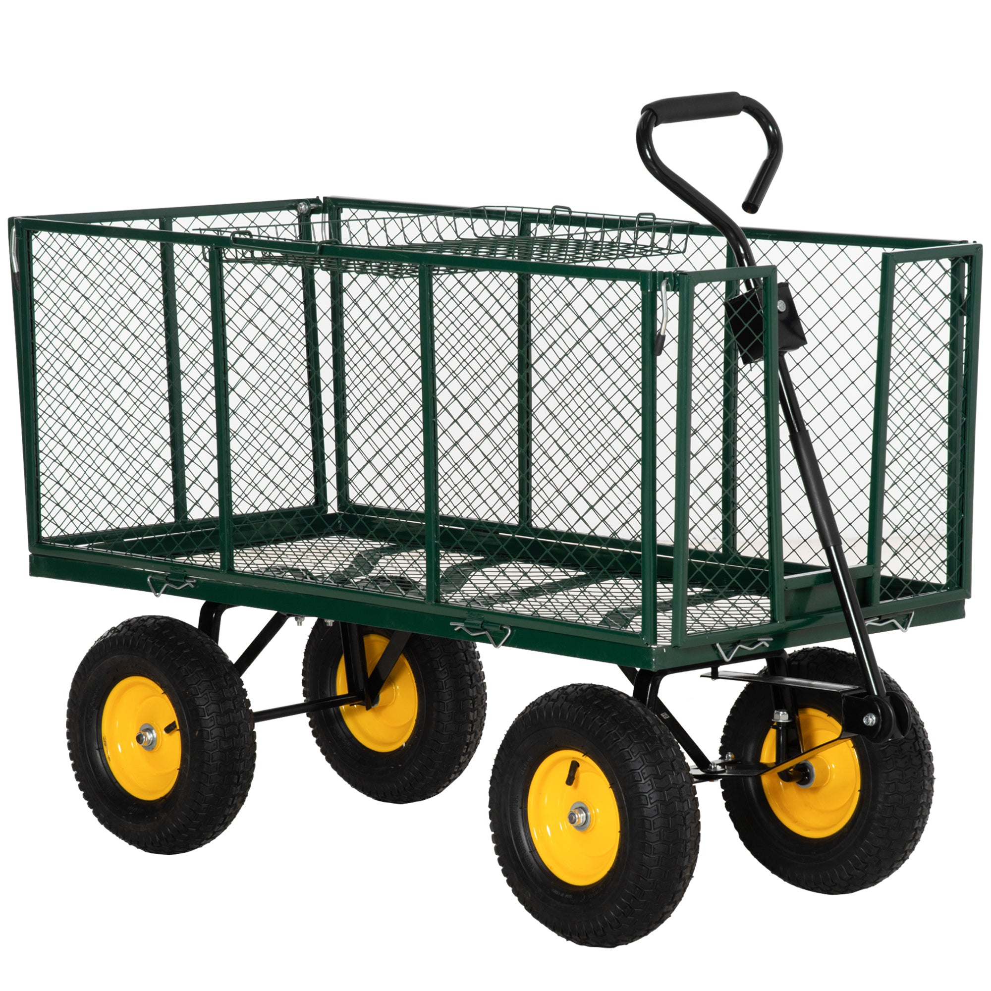 342L Utility Wagon Cart with Removable Mesh Sides to Convert into Flatbed for Beach Lawn Yard Folding Garden Carts Green at Gallery Canada
